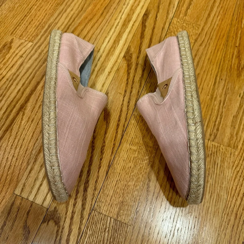 Olukai Kaula Pa’a Kapa Pink Linen Espadrille Shoe 9